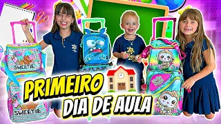 PRIMEIRO DIA DE AULA DAS CRIANÇAS NA ESCOLA NOVA 😍 JÉSSICA GODAR E LAURINHA E HELENA E GABRIEL