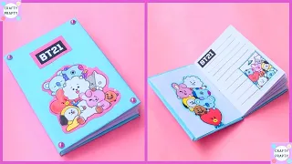 How to make BTS Notebook / DIY BT21 Notebook / School Supplies / KOREAN STATIONERY