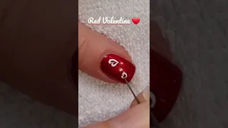 Red Valentine's Day NAIL ART Idea ❤️ Easy Heart Nails Using Needle