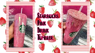 Starbucks Pink Drink | Starbucks Snow Globe | Pink Rhinestone Tumbler | Rhinestones Tumbler
