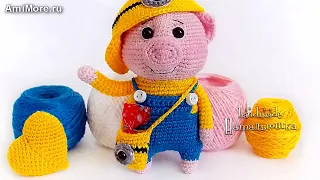 Амигуруми: схема Свинка в костюме Миньона. Игрушки вязаные крючком - Free crochet patterns.