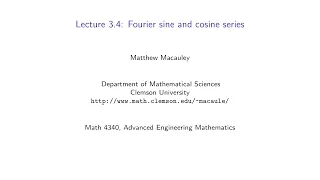 Advanced Engineering Mathematics, Lecture 3.4: Fourier sine and cosine series