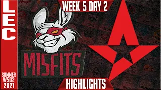 MSF vs AST Highlights | LEC Summer 2021 W5D2 | Misfits Gaming vs Astralis