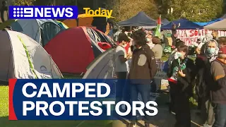 Pro-Palestinian protesters camp out at Melbourne universities | 9 News Australia