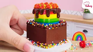 [💕Mini Cake 💕]  2-tier Rainbow Chocolate Square Cake | Mini Bakery