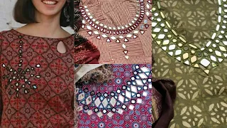 Mirror Work Neck Design For Printed Kurti / Mirror Work Neck Design For Kurti / Mirror Work Kurti