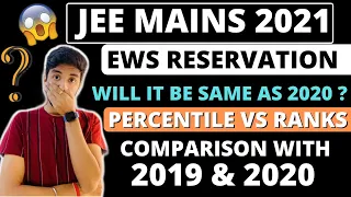 EWS RESERVATION In 2021🔥| Jee mains 2021 EWS Reservation | Jee mains 2020 Percentile vs Ranks