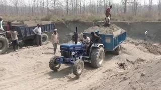Farmtrac 6055 pulling heavy load in Gaula of shantipuri