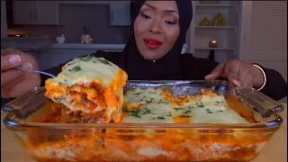 ASMR*RECIPE * LASAGNA ROLLUPS WITH GROUND BEEF  * طبخ واكل لفات اللزانيا باللحمة المفرومة