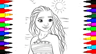 Disney Princess Moana Drawing Pages to Color for Kids l Coloring Pages l Learn Colors