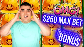 $250 Max Bet HUGE JACKPOT On Huff N Puff Slot Machine