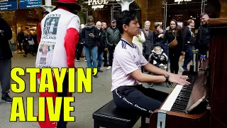 When I Play Bee Gees Stayin Alive in Public at Train Station | Cole Lam