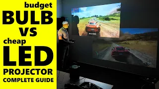 Cheap LED  vs Budget Bulb Projectors Live Compare !