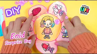 Wednesday Enid Surprise Bag Unboxing | Fake nails Paperdiy | Handmade Toca boca #wednesday #diy