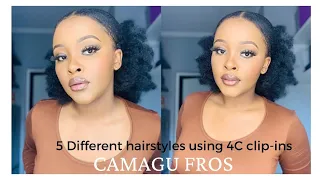 5 DIFFERENT HAIRSTYLES USING 4C CLIP-INS ON 4C HAIR FT CAMAGU_FROS| SOUTH AFRICAN YOUTUBER 🇿🇦