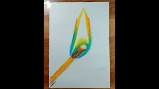 Realistic fired matchstick drawing with Oil pastel #sahilart #shorts
