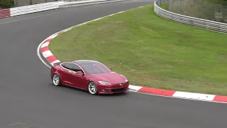'Plaid' Tesla Model S chassis prototype testing on the Nürburgring Nordschleife