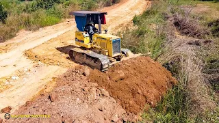 Incredible New Project Starting With Bulldozer Pushing Dirt & Dump Truck Unloading to Filling Forest
