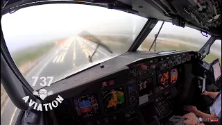 4K Boeing 737 Cockpit Landing in thunderstorm at Palma de Mallorca