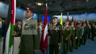 NATO SUMMIT: OPENING MARCH  FLAGS OF NATO MEMBERS