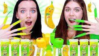 ASMR Eating Only One Color Food | Yellow and Green Candy Party