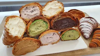 How to make 5 Kinds of Cream Croissant - Korean Food [ASMR]