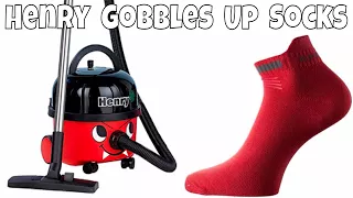 Funny HENRY THE HOOVER Movie for Kids ~ Vacuum Cleaner Gobbles Up LARGE PILE SOCKS ~ Vacuuming Socks