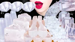 ASMR CLEAR FOODS 투명 음식 먹방 DIAMOND JELLY, EDIBLE JELLO CUPS, FROG EGG JELLY EATING SOUNDS MUKBANG