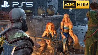 Kratos Meets Thor's Wife & Daughter After Thor's Death in Ragnarok - God of War Ragnarok PS5 4K