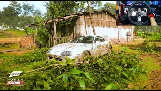 Rebuilding Abandoned Toyota Supra MK4 Forza Horizon 5 With Logitech G27 Steering Wheel