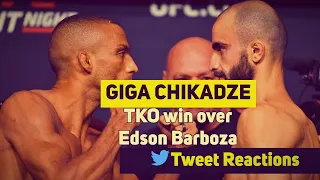 Giga Chikadze's incredible TKO over Barboza - twitter reactions  #UFCvegas35