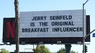 Jerry Seinfeld is the Original Breakfast Influencer Billboard Sunset Blvd LA CA USA April 29, 2024