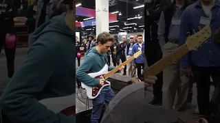 Matteo Mancuso performing at the full NAMM 2023