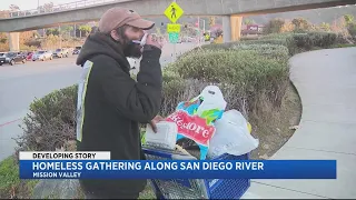 Homeless Gathering Along San Diego River