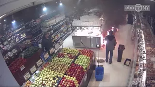 Raw video: Surveillance shows Molotov cocktail thrown into Brooklyn supermarket