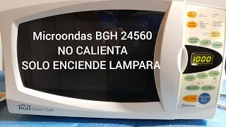 como reparar microondas BGH 24560 no calienta, solo enciende lampara interior, analisis de falla