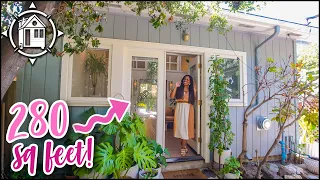 Her TINY HOUSE is the size of a garage, & it's really cute!