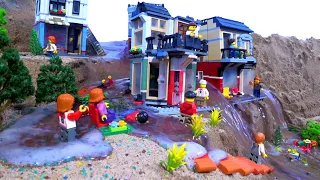 Built And Flooded LEGO City - LEGO Dam Breach  And Natural Disaster Simulation