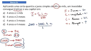 Questão da banca GL - Juros Simples