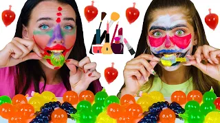 ASMR Tiktok Fruit Jelly Challenge and Beautiful Makeup | EATING SOUNDS LILIBU