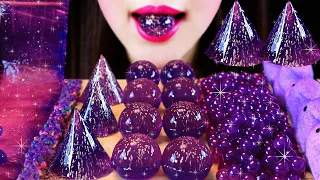 ASMR PURPLE DESSERT ALOE VERA ROPE JELLY KYOHOJELLY POPPING BOBA CORN PEEPS MARSHMALLOWS 보라색디저트 먹방