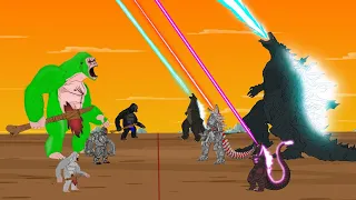 GODZILLA, GODZILLA EARTH, KING KONG vs TEAM COLOR BLACK KONG: Power Levels / ANIMATION