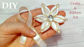 Amazing Ribbon Flower / Easy Flower Making / Ribbon Tricks / Sewing Hacks/ Flor de Fita de Cetim #15