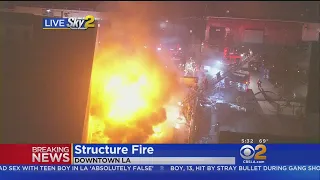 Crews Battle Massive Commercial Fire In Downtown LA