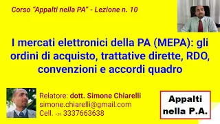 Corso Appalti - Lezione 10 - Mercati elettronici (2/11/2019)