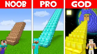 NEW LONGEST STAIRS HOUSE BUILD CHALLENGE! TALLEST STAIRS in Minecraft NOOB vs PRO vs GOD!