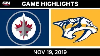 NHL Highlights | Jets vs Predators - Nov. 19, 2019