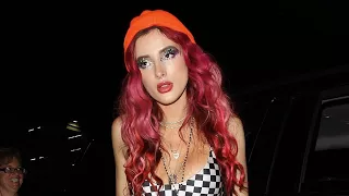 Bella Thorne Sports Bold Checkered Bodysuit for a Night Out in Hollywood