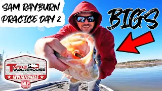 Finding BIG BASS Fishing SAM RAYBURN Lake For $80,000!! (Practice Day 2)