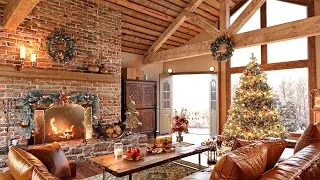 Peaceful and Relaxing Christmas Space, Warmed by Christmas Jazz Music and Warm Fireplace